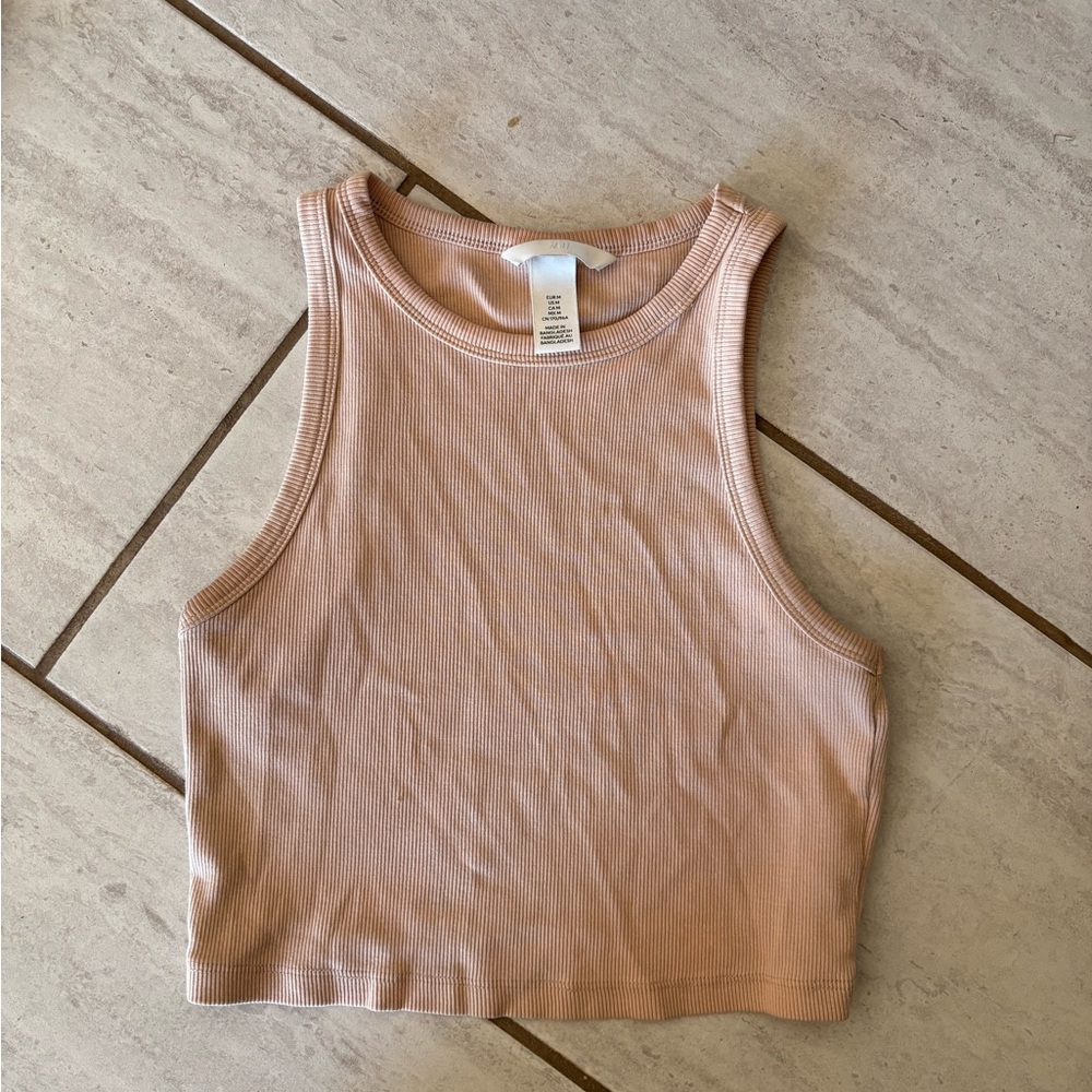 H&M Tan Fitted Crop Tank Top